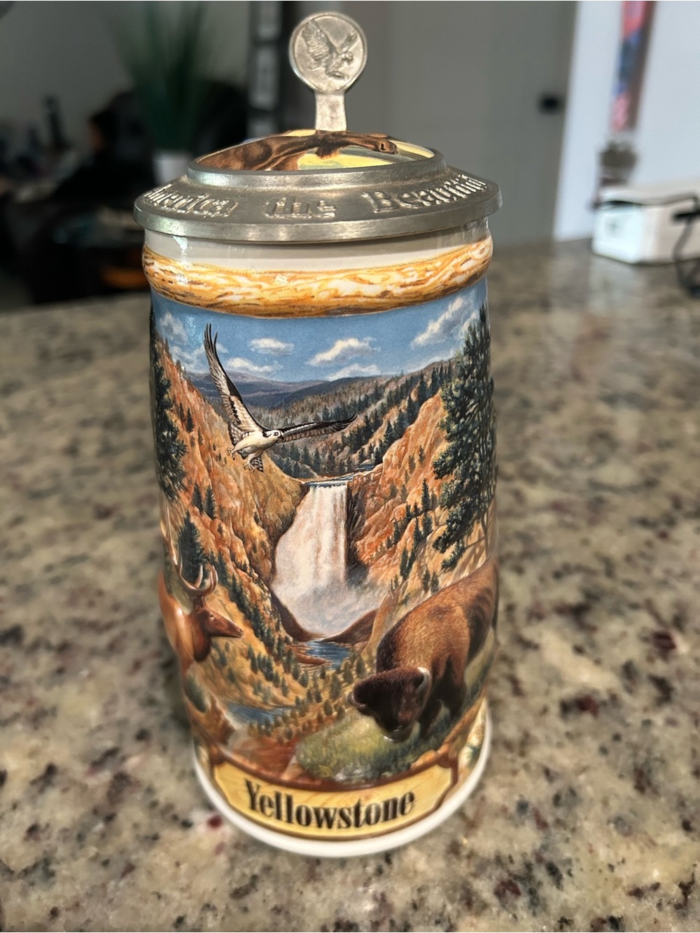 Budweiser White Ceramic Yellowstone Stein - America the Beautiful Series